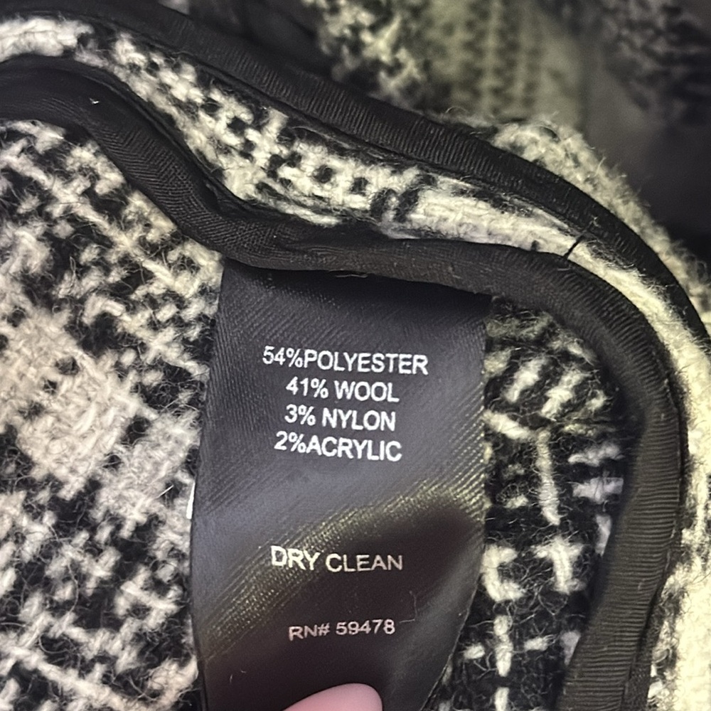 Cynthia Rowley Black and White Plaid Open Front Jacket - Picture 4 of 5